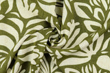 Viskose Leinen mit Blumen, oliv, 0,5 m