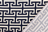 Viskose Satin geometrisch, marine, 0,5 m