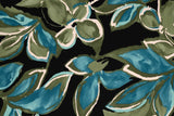 Viskose Twill Blumen, oliv, schwarz, 0,5 m