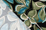 Viskose Twill Blumen, oliv, schwarz, 0,5 m