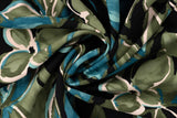 Viskose Twill Blumen, oliv, schwarz, 0,5 m