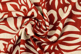 Viskose Leinen mit Blumen, rot, 0,5 m