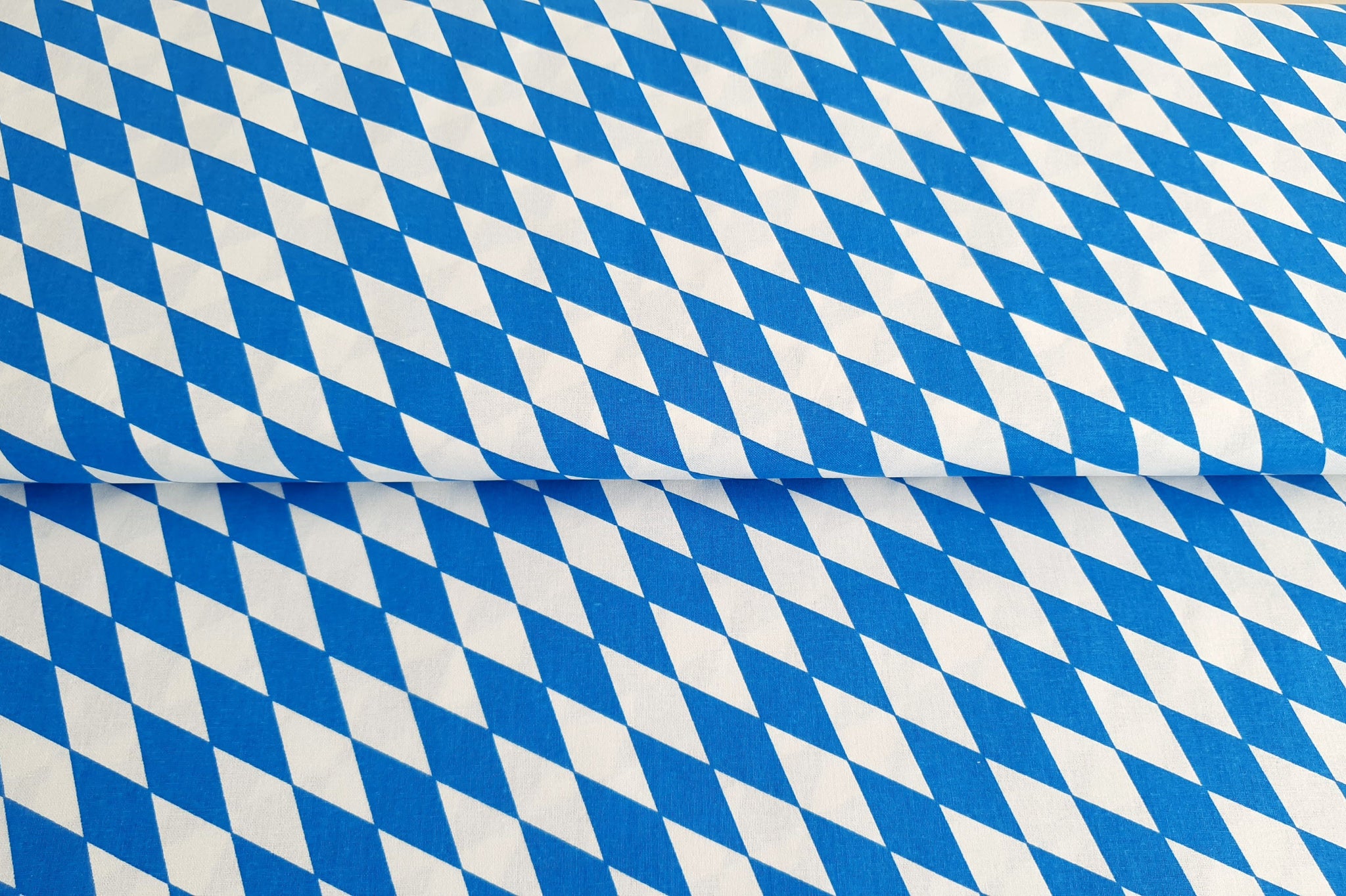 Baumwollwebware, Bayern, Raute, blau, weiß, 0,5 m