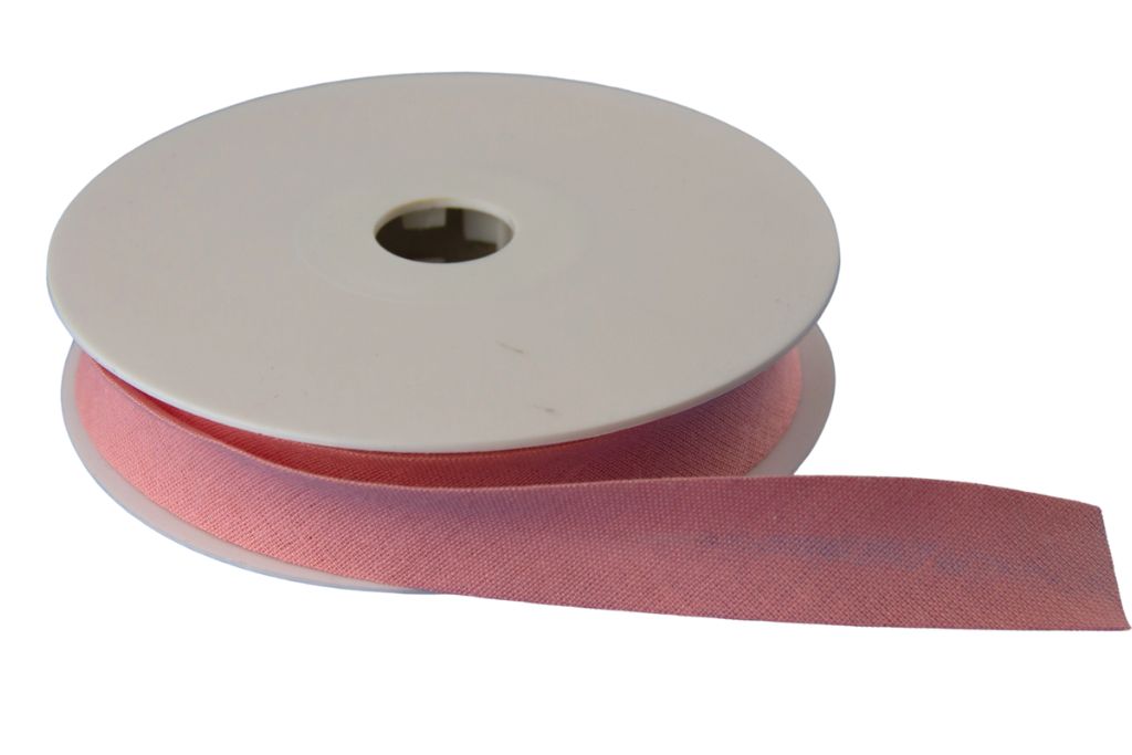 1m Schrägband Baumwolle, 20 mm, gefalzt, rosa
