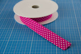 1 m Schrägband Baumwolle, 20 mm, gefalzt, mit Tupfen, pink