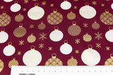 Baumwollwebware Weihnachtskugeln, weinrot, gold, 0,5 m