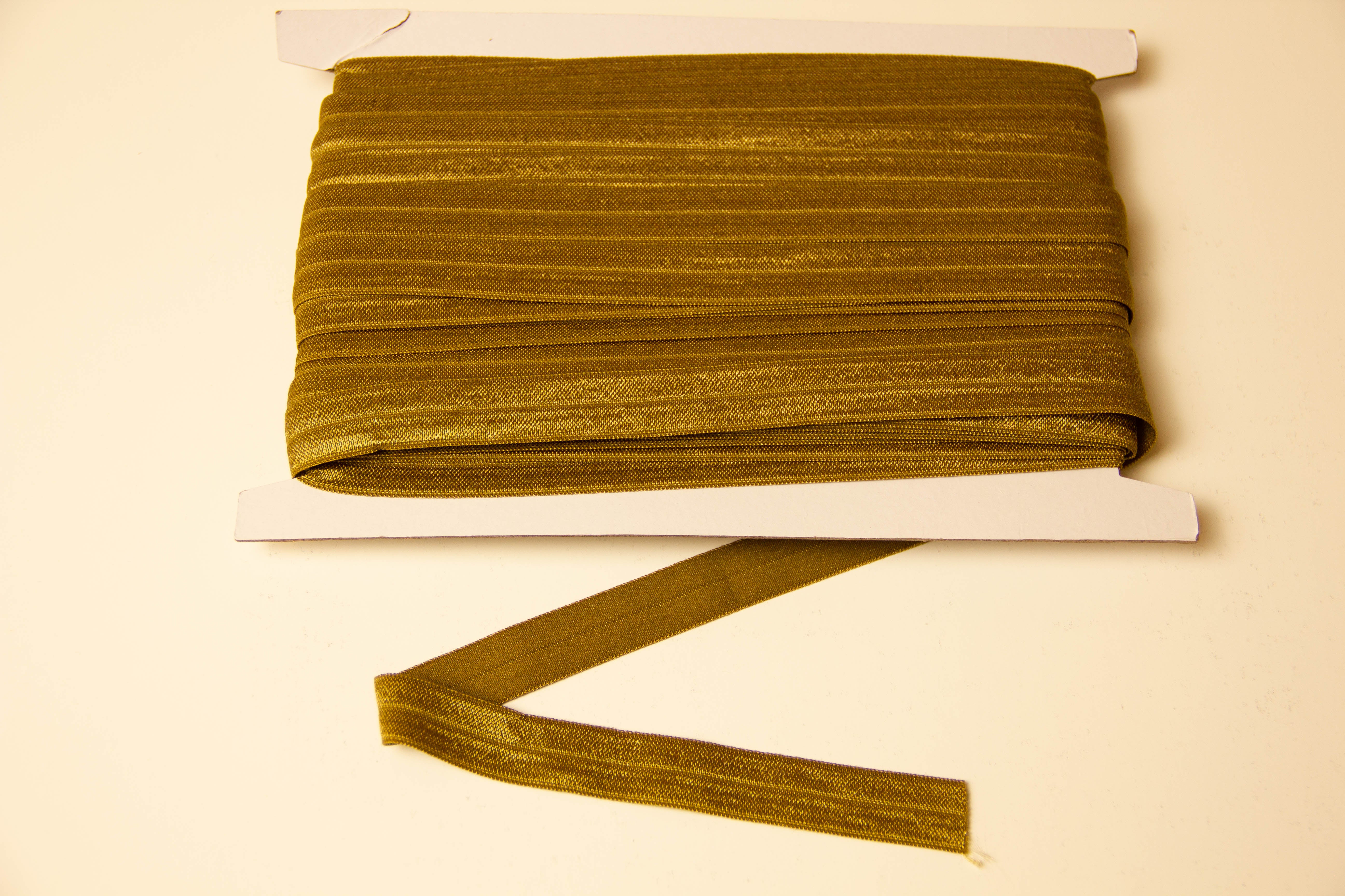 Elastisches Einfassband, Falzgummi, 15 mm, goldbraun, 1 Meter