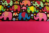 Stoffpaket Jersey Elefanten, braun, pink