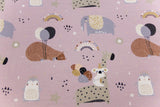 Stoffpaket Jersey + Bündchen mit Tieren und Regenbögen, Fräulein von Julie, flieder, camel