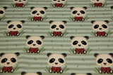 Stoffpaket Sweat + Bündchen, Pandas, Fräulein von Julie, grün, smaragd