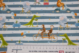 French Terry "Zootiere auf dem Fahrrad", Fräulein von Julie, weiß, 0,5 m