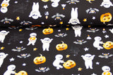 Stoffpaket Jersey + Bündchen Halloween, schwarz, senfgelb