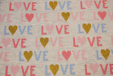 Stoffpaket Jersey "Love", beige meliert, rosa
