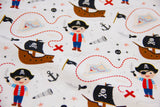 Stoffpaket Jersey mit Piraten, weiß, rot