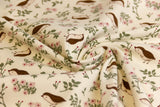Stoffpaket Jersey + Bündchen mit kleinen Vögeln, beige, rosa