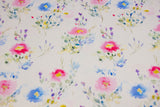 Stoffpaket Jersey + Bündchen mit Aquarell Blumen, blau