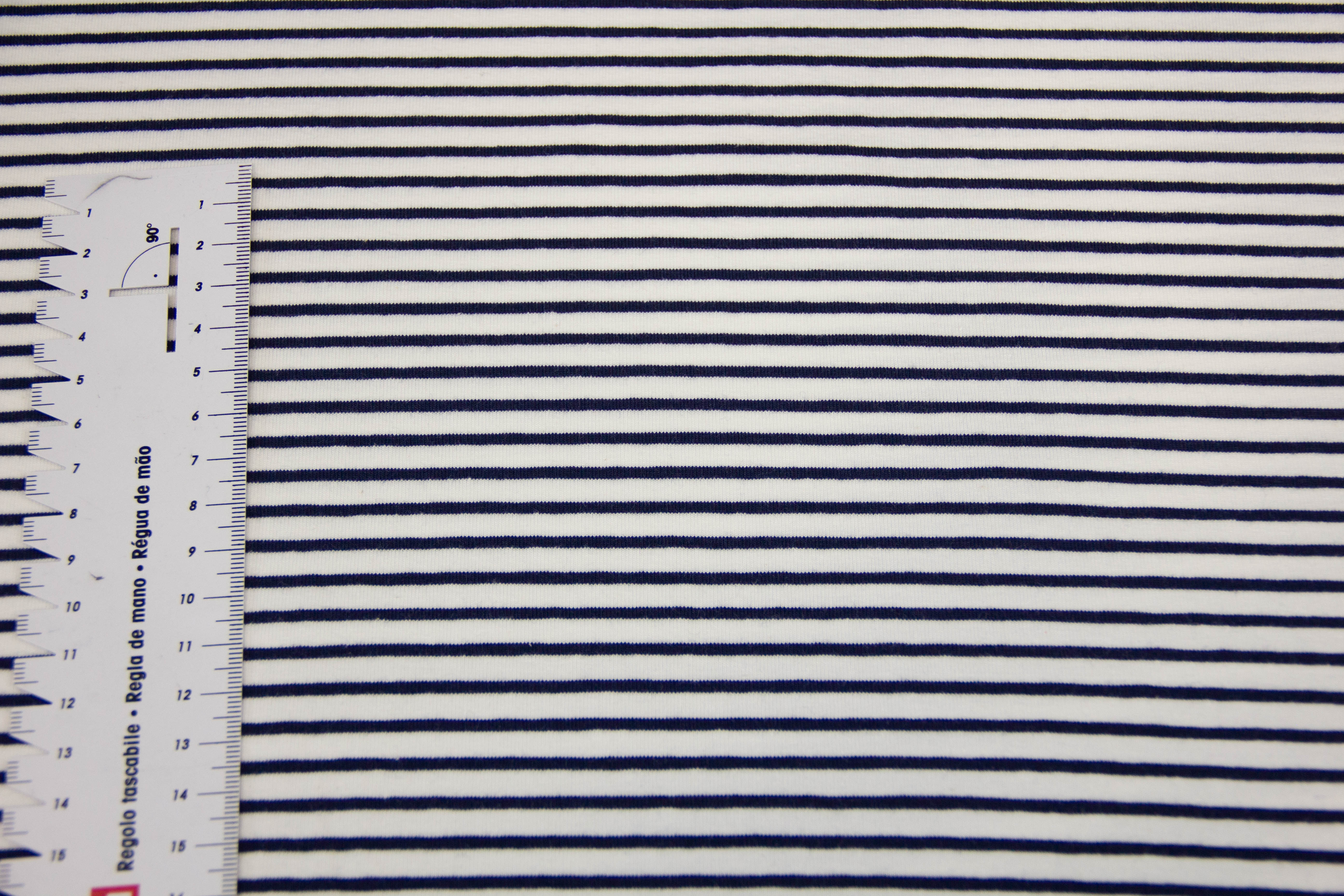 Jersey mit Streifen, weiß, marine, 0,5 m