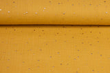 Musselin, senfgelb, mit goldenen Punkten, 0,5 m