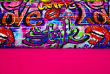 Stoffpaket French Terry + Bündchen Graffiti, pink