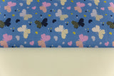 Stoffpaket Jersey + Bündchen mit Schmetterlingen, blau, naturweiß