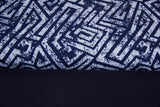 Stoffpaket French Terry + Bündchen "Labyrinth", marineblau