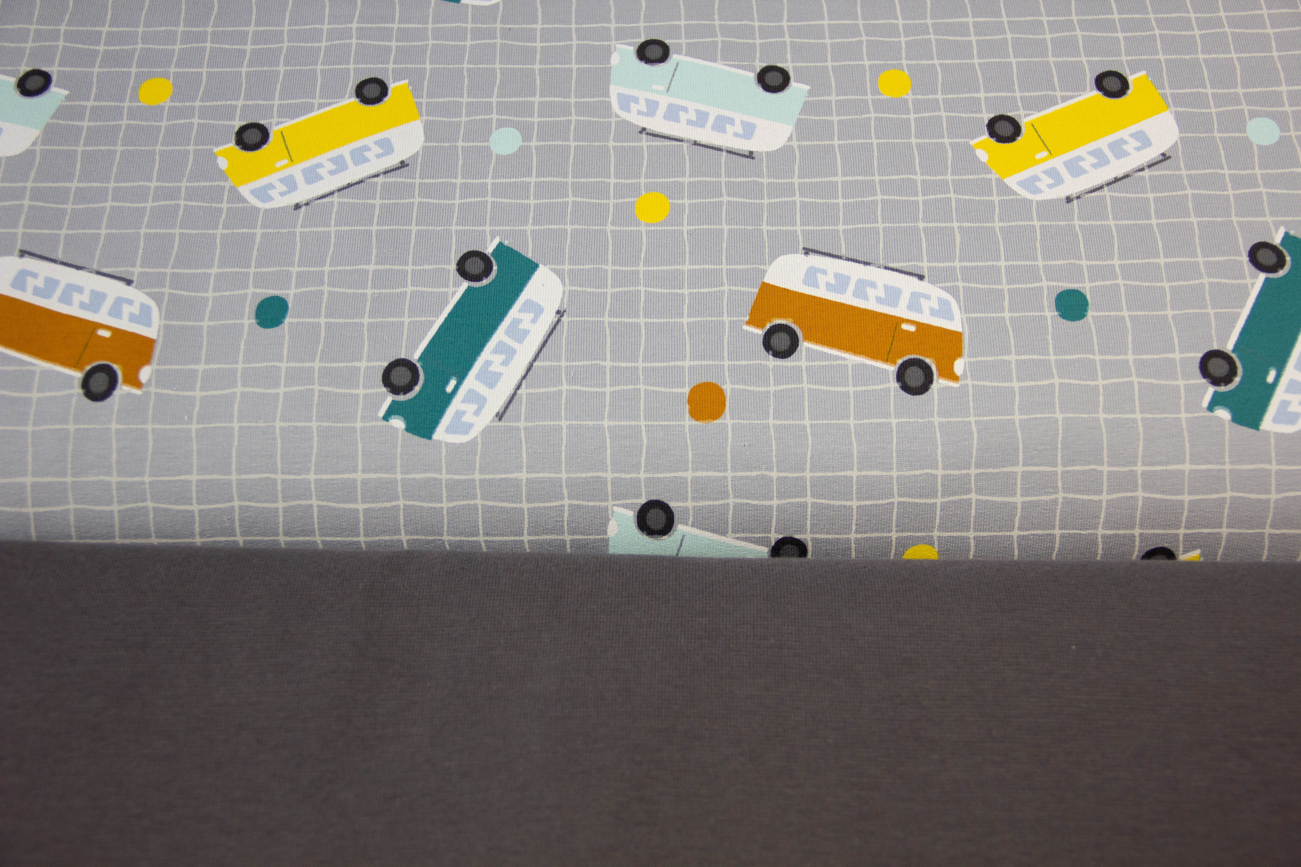Stoffpaket French Terry + Bündchen mit Bussen, grau, anthrazit