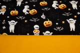 Stoffpaket Jersey + Bündchen Halloween, schwarz, senfgelb