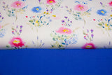 Stoffpaket Jersey + Bündchen mit Aquarell Blumen, blau