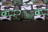 Stoffpaket Sweat + Bündchen, Dinosaurier, smaragd, schwarz
