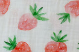 Musselin mit Erdbeeren, rot, weiß, 0,5 m